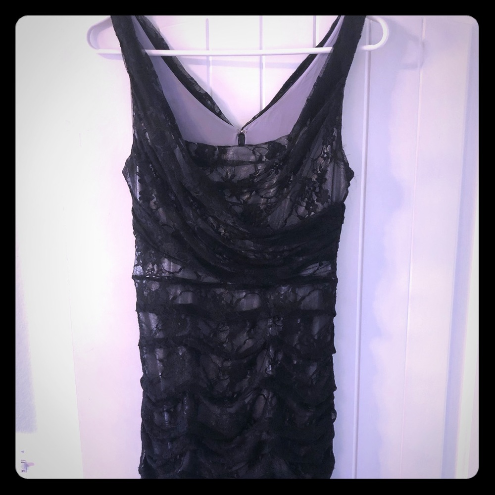 Express Short silver/black Sheer lace dress